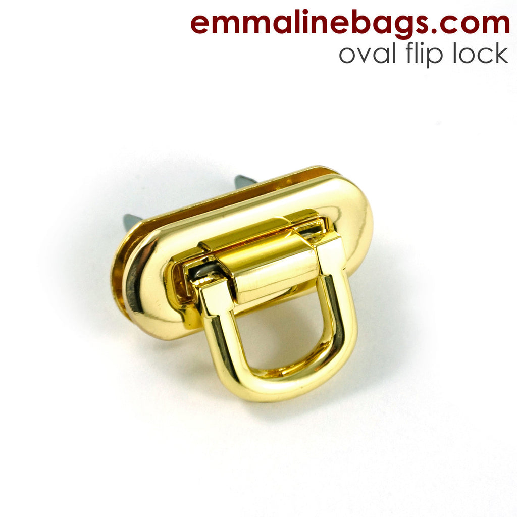 Oval Flip Lock Gold