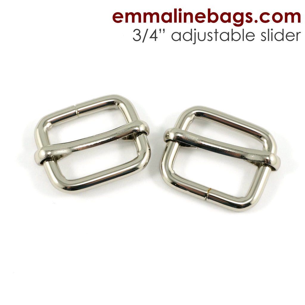 Adjustable Sliders 3/4&quot; Wide:  18mm (3/4&quot;) x 16 mm (5/8&quot;) x 3 mm thick Nickel - 2 Pack