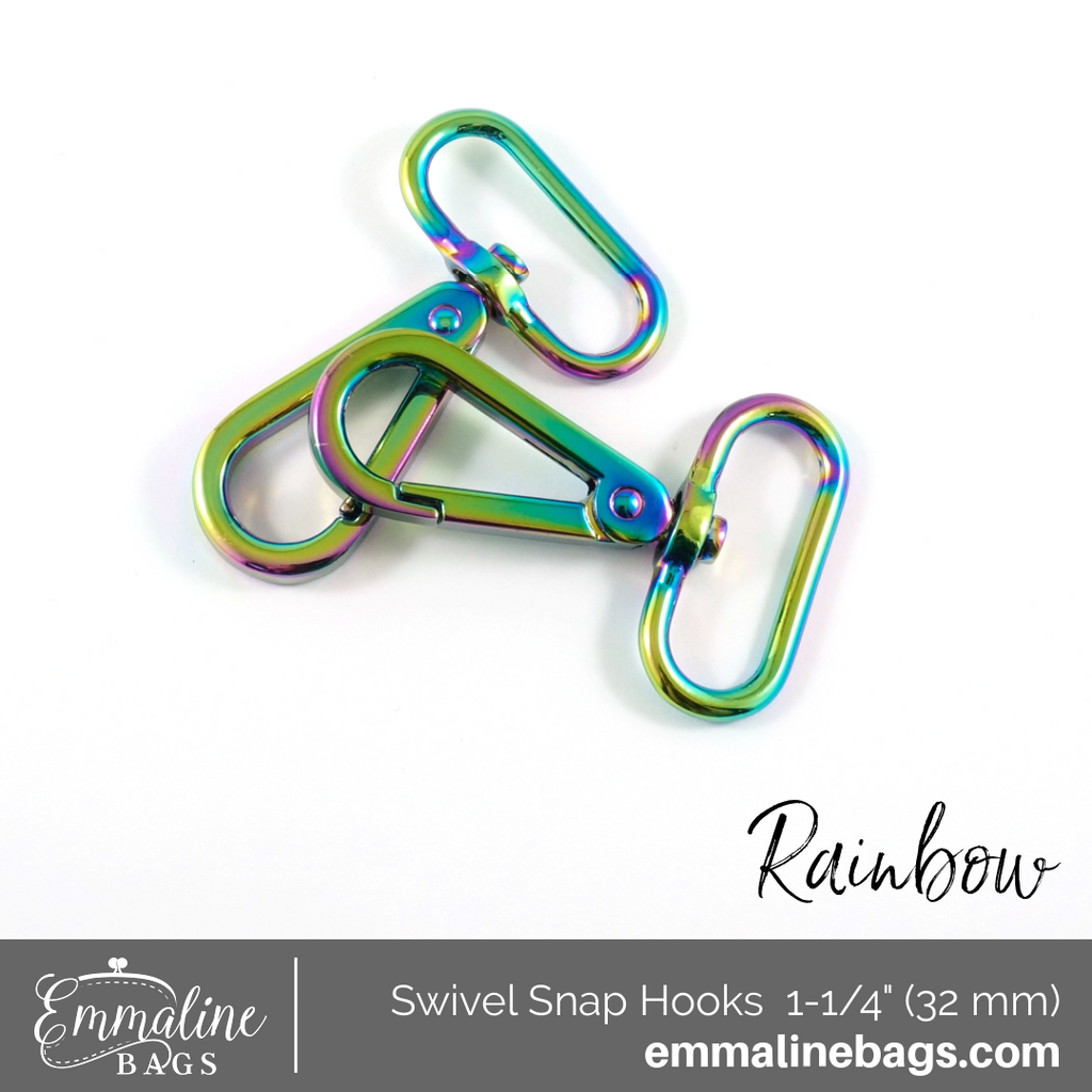 Swivel Snap Hooks: 1 1/4&quot; wide Flat Hook Profile in Iridescent (2 Pack)