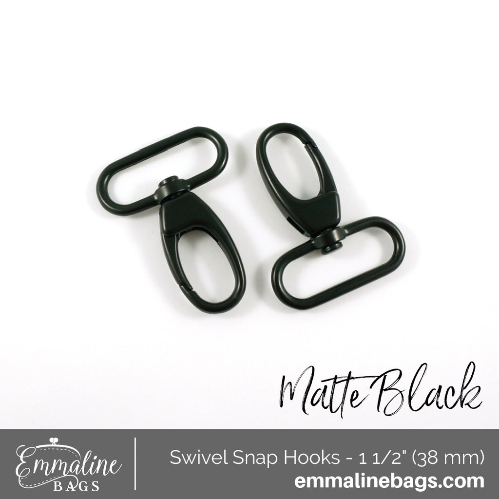 Swivel Snap Hook 1 1/2&quot; (38mm) in Matte Black (2 Pack)