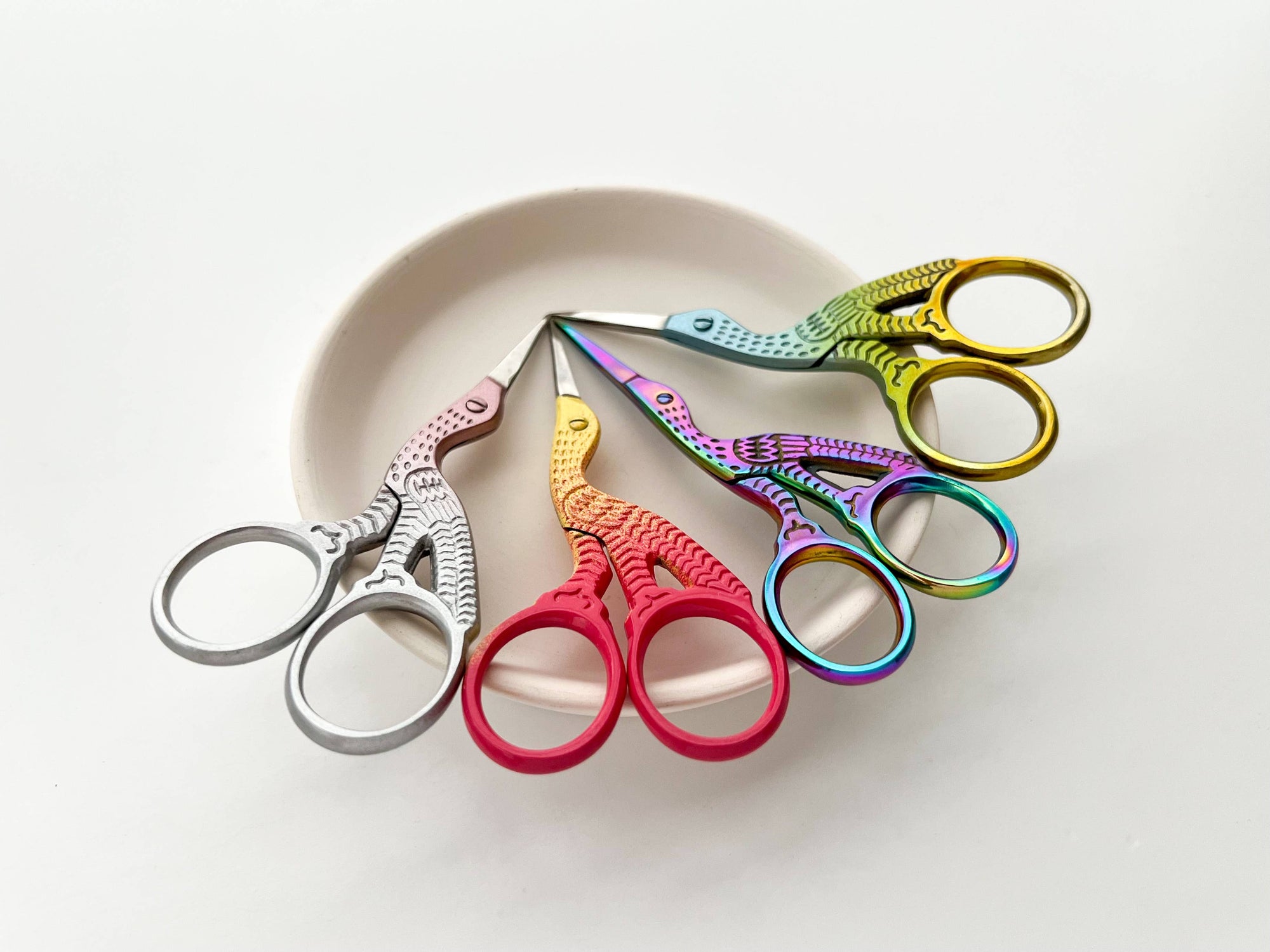 Embroidery stork scissors, small bird scissors: Pink shell
