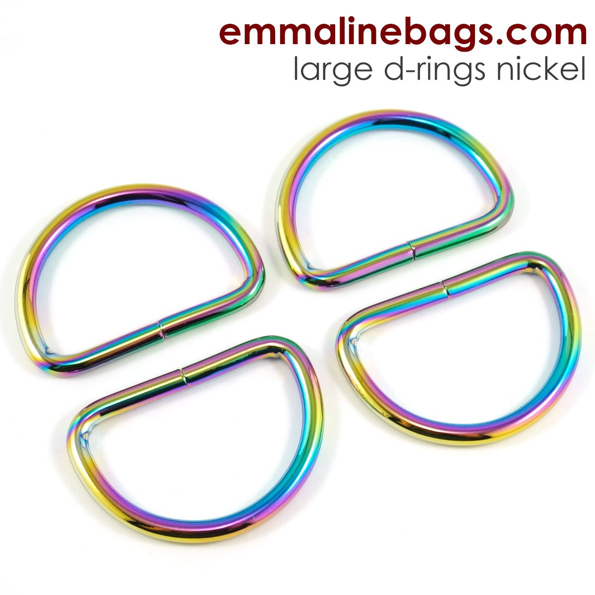 D-rings: 1 1/4&quot; Iridescent Rainbow - 4 Pack