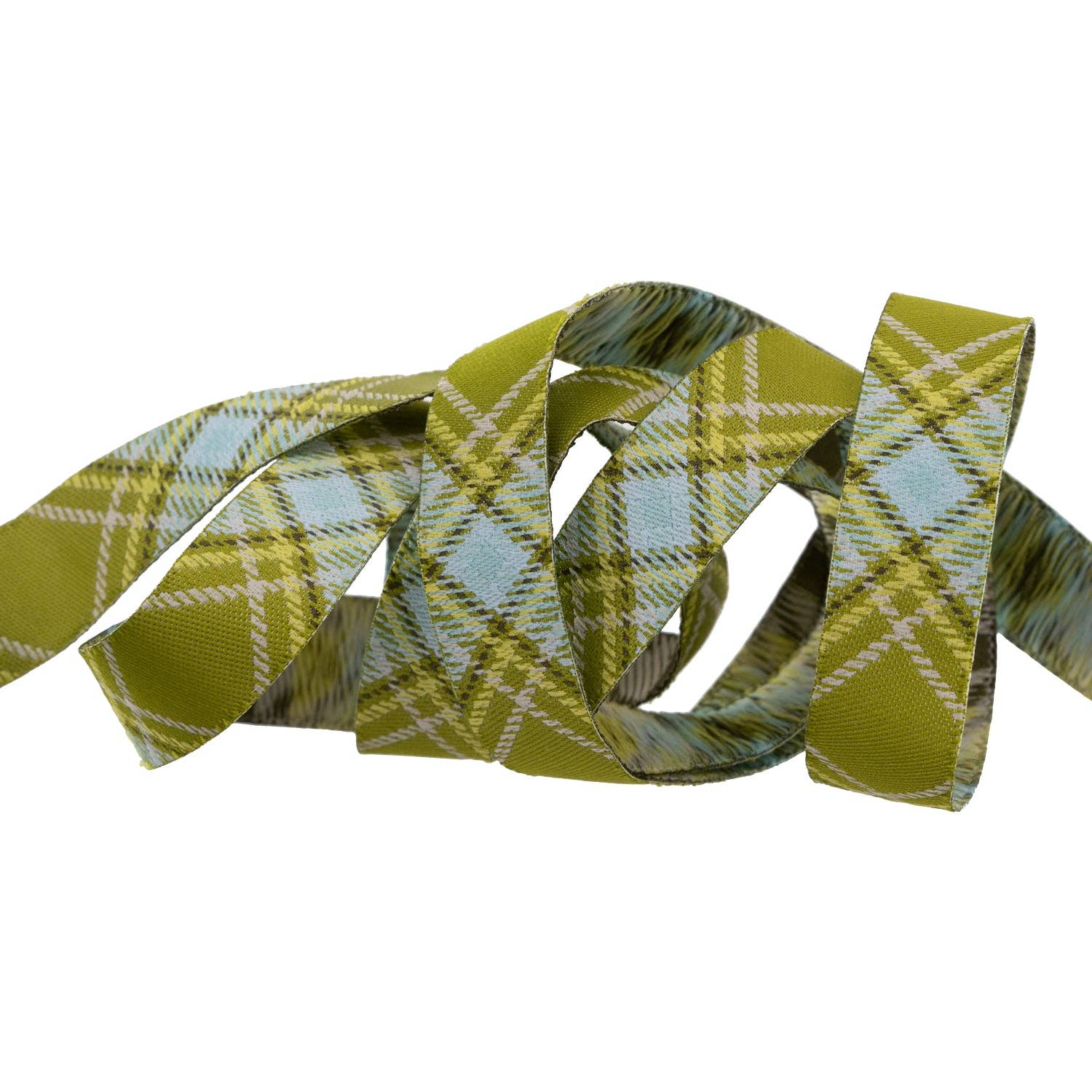 Plaid Diagonal in Fern - 5/8&quot; width - The Great Outdoors
