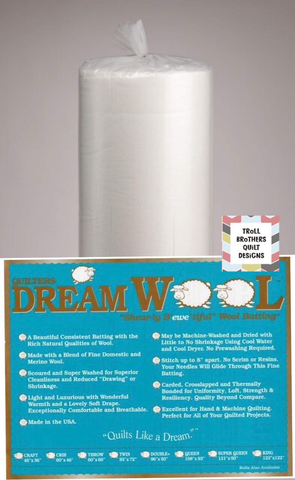 Quilters Dream Wool - 121&quot; Wide - PER QUARTER METRE