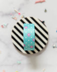 PRE ORDER NOVEMBER 2025 - Color Pop Webbing Dot Dot Bloom Aqua 1" - KP Creates - PER QUARTER METRE