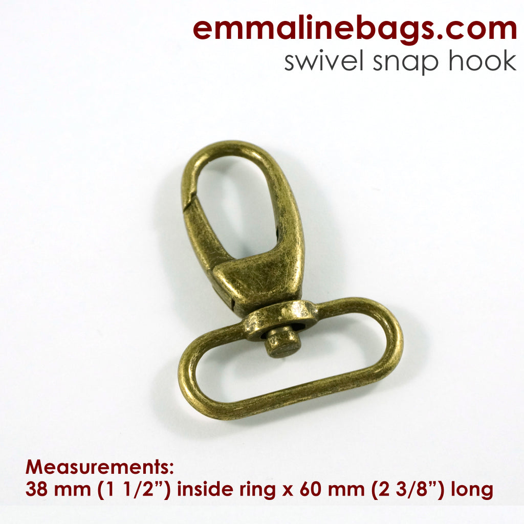Swivel Snap Hook 1 1/2&quot; (38mm) in Antique Brass (2 Pack)