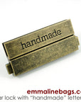 Large Bar Lock with "handmade" Lettering - Antique Brass