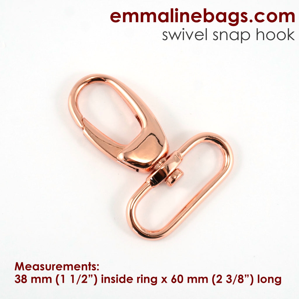 Swivel Snap Hook 1 1/2&quot; (38mm) in Gold Rose (2 Pack)