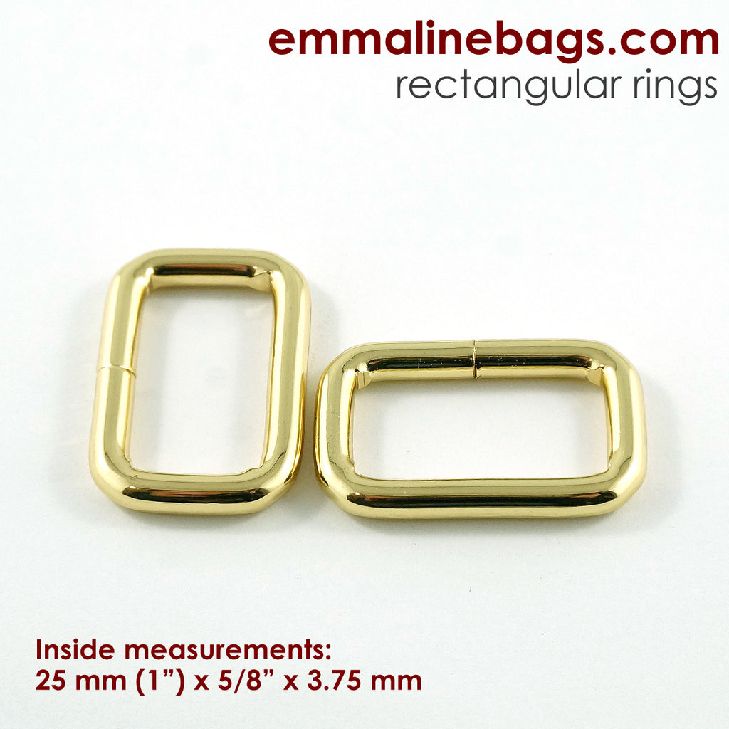 Rectangular Rings 1&quot; (25 mm) x 5/8&quot; (15 mm) x 3.75 mm Gold - 4 Pack