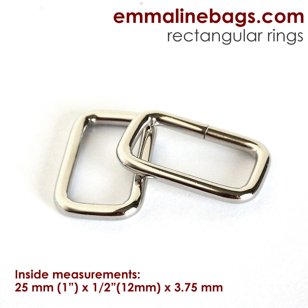 Rectangular Rings 1&quot; (25 mm) x 5/8&quot; (15 mm) x 3.75 mm Nickel - 4 Pack