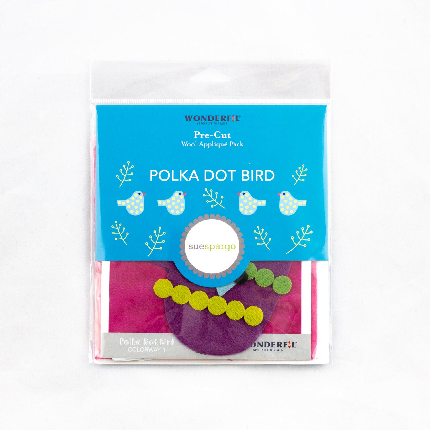 Pre-cut Wool Kit Polka Dot Bird Colourway 1 - Sue Spargo