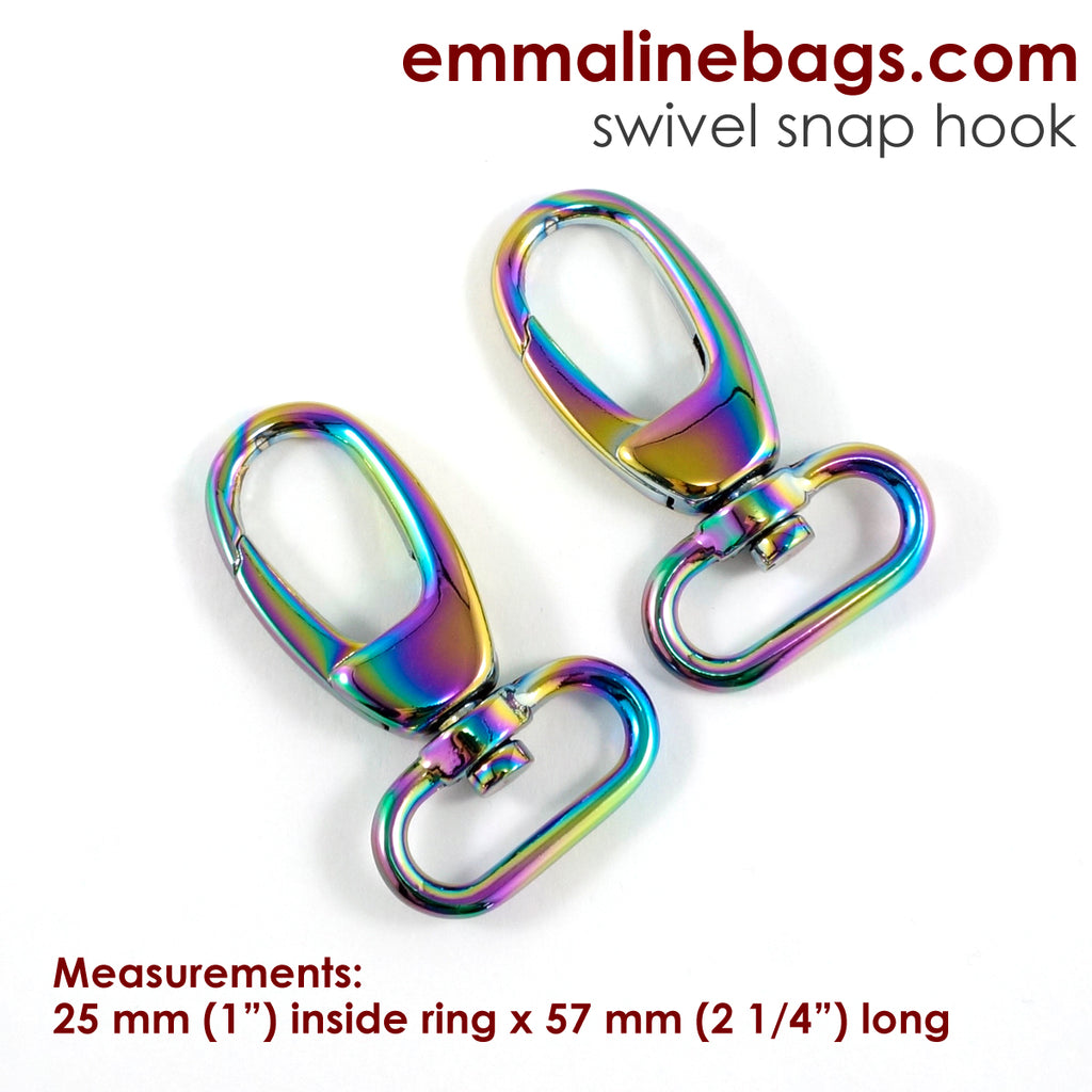 Swivel Snap Hook 1&quot; (25 mm) in Iridescent Rainbow (2 Pack)