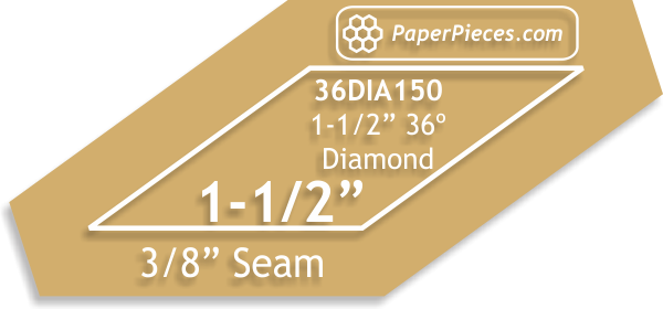 1-1/2&quot; 36 Degree Diamond - 3/8&quot; Seam Acrylic Template