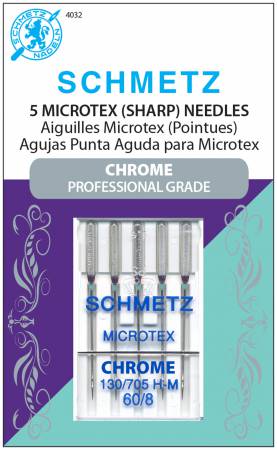 Chrome Microtex Schmetz Needle 5 ct, Size 60/8 - 1 Package
