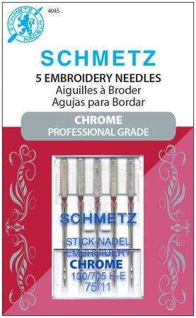 Chrome Embroidery Schmetz Needle 5 ct, Size 75/11 - 1 Package