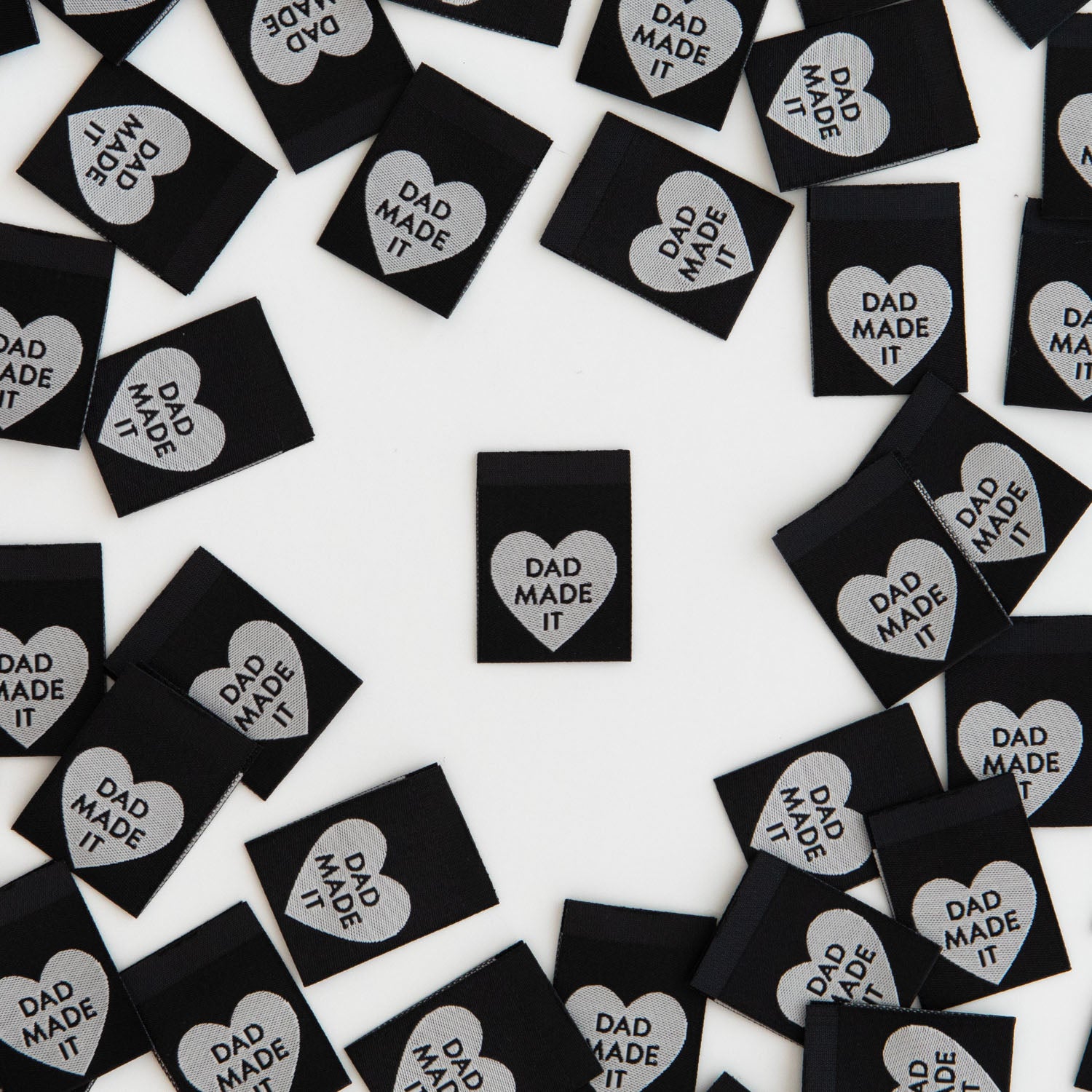 Dad Made It Heart Woven Labels - Sewing Woven Clothing Tags