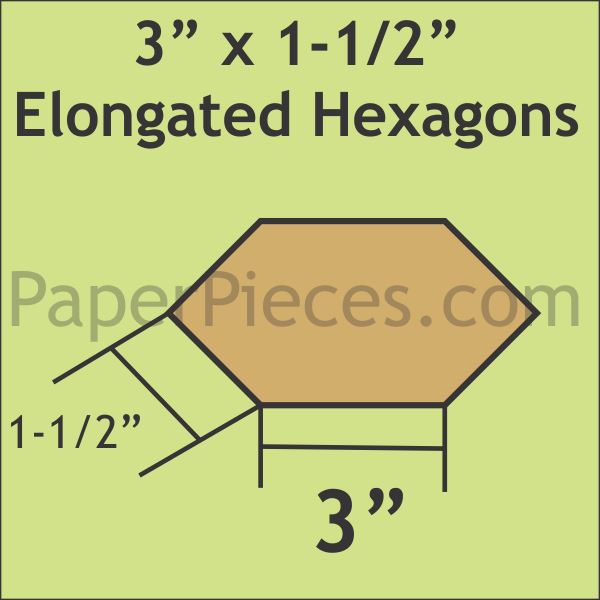 3&quot; x 1-1/2&quot;&quot; Elongated Hexagons - Paper Pieces
