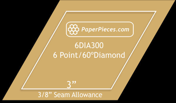 3&quot; 6 Point-60 Degree Diamonds - 3/8&quot; Seam Acrylic Template