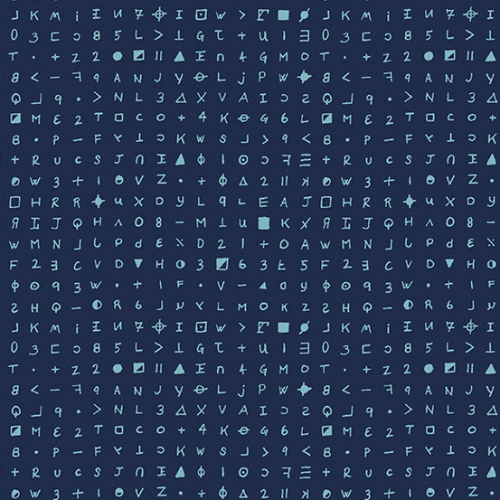 Fabric From the Basement Cryptography Blue Moon - Giucy Giuce - PER QUARTER METRE