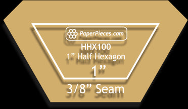 1&quot; Half Hexagons - 3/8&quot; Seam Acrylic Template