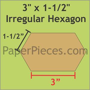 3&quot; x 1-1/2&quot; Irregular Hexagons - Paper Pieces