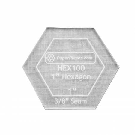 1&quot; Hexagon Template - 3/8&quot; Seam Acrylic Template
