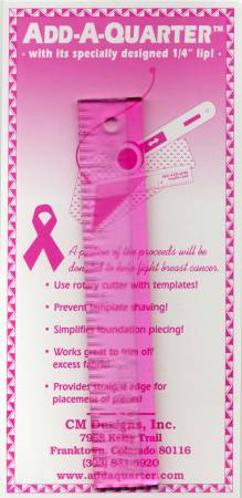Add A-Quarter Ruler 1 1/2in x 6in Pink For Breast Cancer Awareness