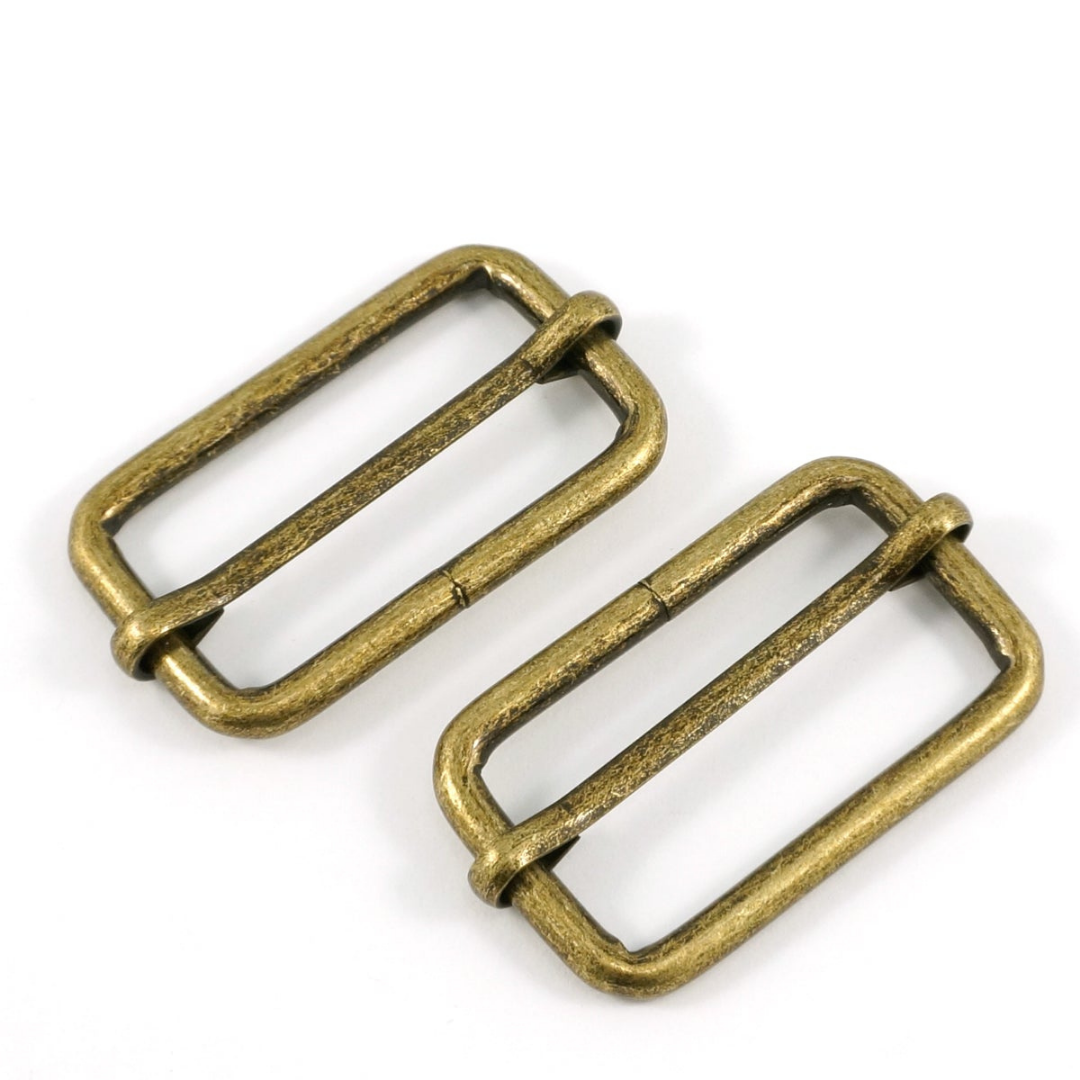 Adjustable Sliders 1 1/2&quot; (38 mm) x 3/4&quot; (12 mm) x 3.75 mm Antique Brass - 2 Pack