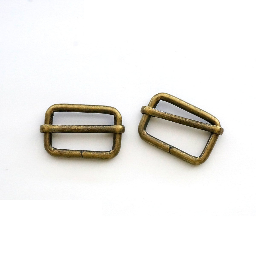 Adjustable Sliders 1 &quot; (25 mm) x 5/8&quot; (16 mm) x 3.75 mm Antique Brass - 2 Pack