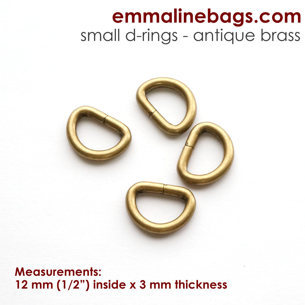 D-rings: 1/2&quot; Antique Brass - 4 Pack