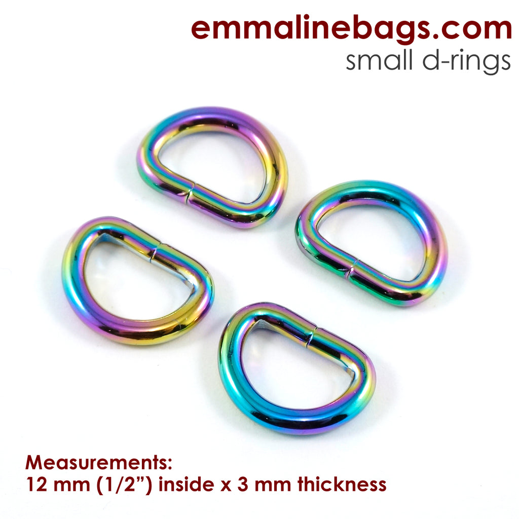 D-rings: 1/2&quot; Iridescent Rainbow - 4 Pack