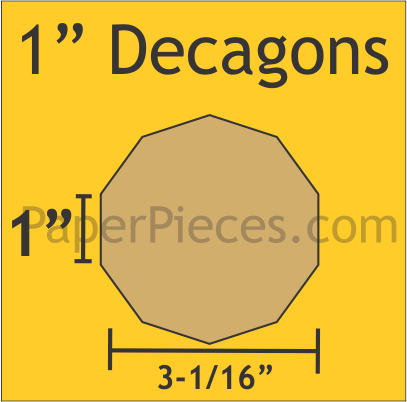 1&quot; Decagon - 3/8&quot; Seam Acrylic Template