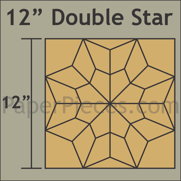 12&quot; Double Star Block - Paper Pieces