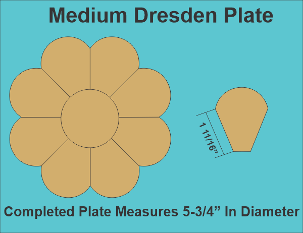 8 Petal Medium Dresden Plates - Paper Pieces