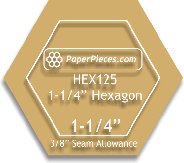 1-1/4&quot;  Hexagon - 3/8&quot; Seam Acrylic Template