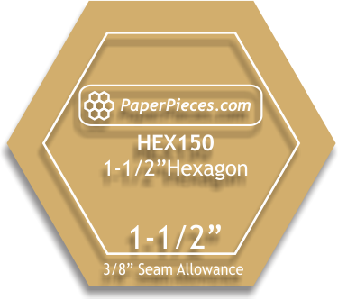 1-1/2&quot; Hexagon - 3/8&quot; Seam Acrylic Template