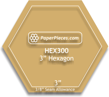 3&quot; Hexagon - 3/8&quot; Seam Acrylic Template