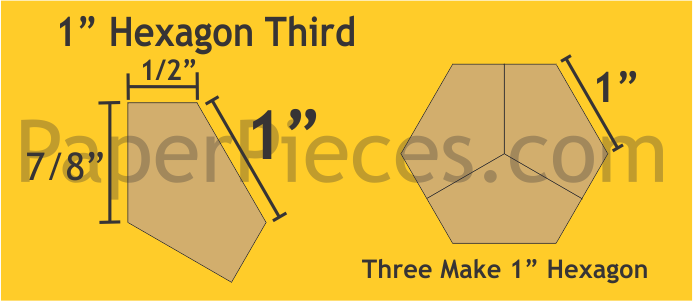 1&quot; Hexagon Thirds - Paper Pieces
