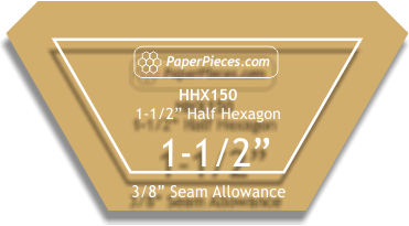 1-1/2&quot; Half Hexagons - 3/8&quot; Seam Acrylic Template