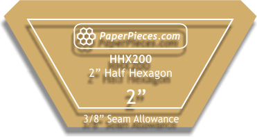 2&quot; Half Hexagons - 3/8&quot; Seam Acrylic Template