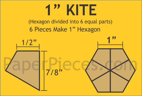 1&quot; Hexagon Kites - Paper Pieces