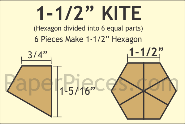 1-1/2&quot; Hexagon Kites - Paper Pieces