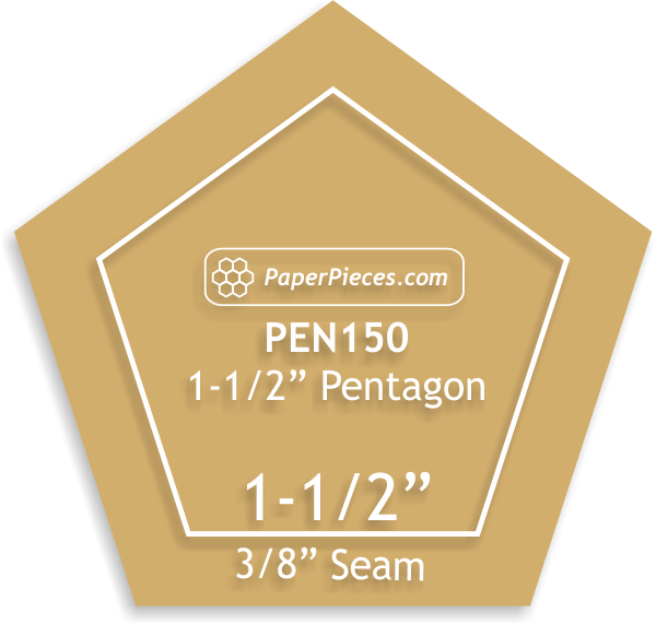 1-1/2&quot; Pentagons - 3/8&quot; Seam Acrylic Template