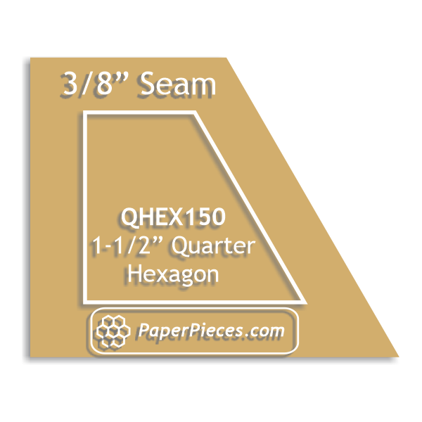 1-1/2&quot; Quarter Hexagon - 3/8&quot; Seam Acrylic Template