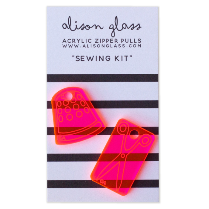 Neon Pink Acrylic Zipper Pull Set – Sewing Kit