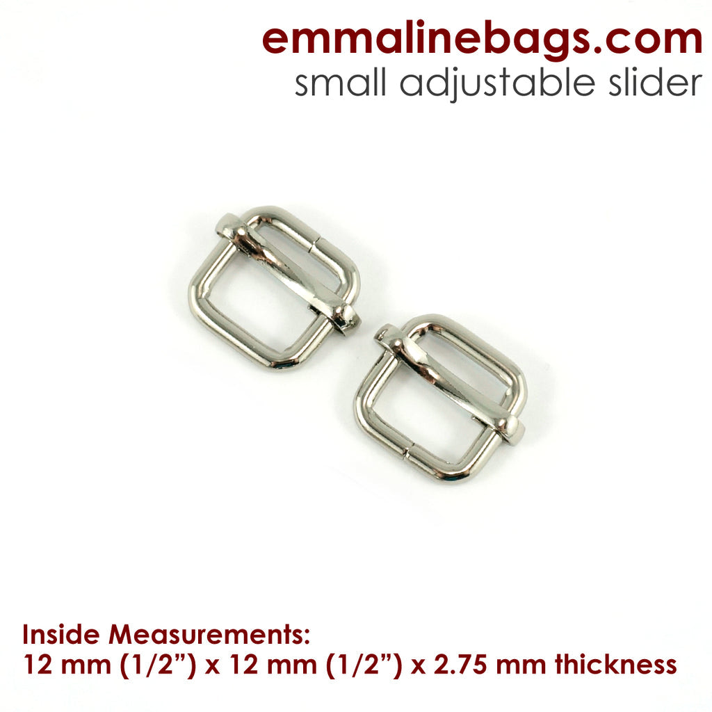 Adjustable Sliders 1/2&quot; Wide 12mm (1/2&quot;) x 12 mm (1/2&quot;) x 2.75 mm thick Nickel - 2 Pack