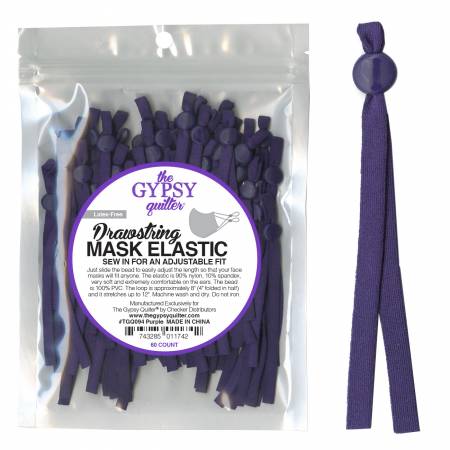 Drawstring Mask Elastic Purple 8in 60ct