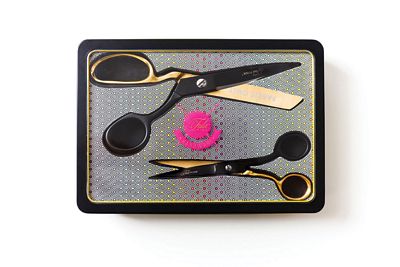 Tula Pink Limited Edition Black &amp; Gold Scissor Tin