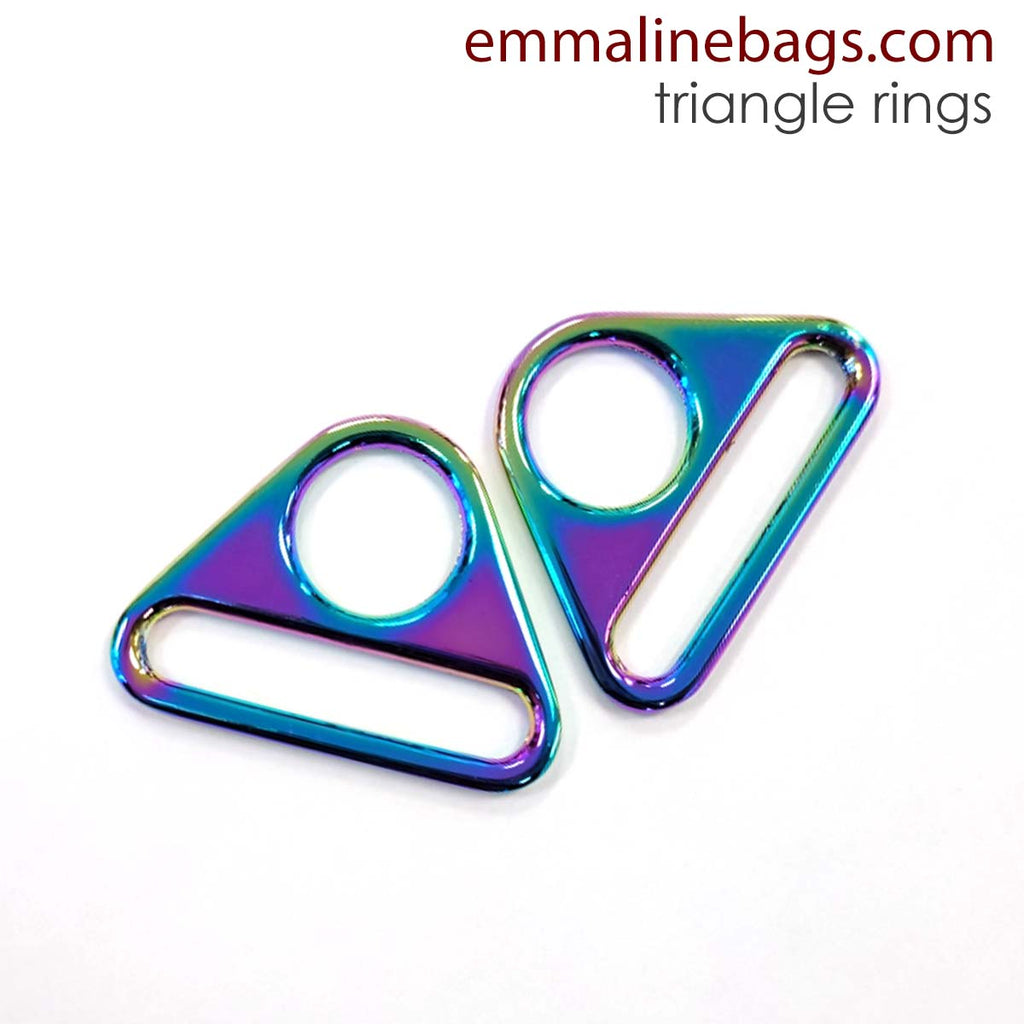 Triangle Rings: 1 1/2&quot; (25 mm) Iridescent Rainbow - 2 Pack