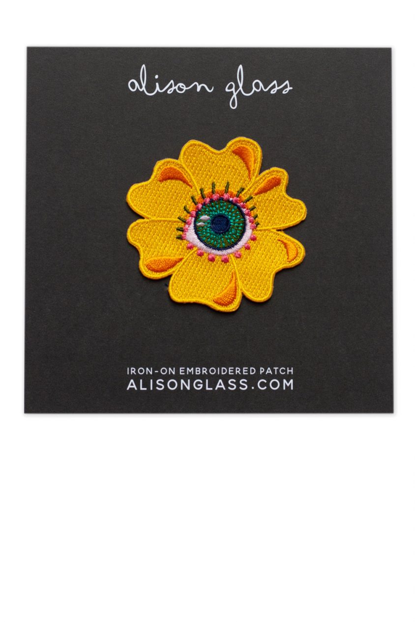 Eye Flower Patch in Gold - Iron On